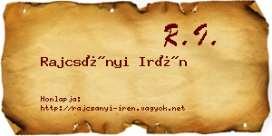 Rajcsányi Irén névjegykártya